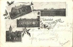 1899 Marcali, Szécsényi gróf kastélya, vasútállomás, templom. Floral (EB)