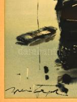 Weinträger Adolf (1927-1987): Tavasz a Sugovicán. Akvarell,  karton, jelzett, keretben, 42×58 cm