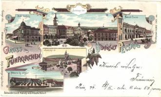 1899 Pécs, Bedő kávéház, Széchenyi tér, nemzeti Kaszinó, Abbazia új sörgyár. Schwidernoch Károly floral, Art Nouveau, litho (vágott / cut)