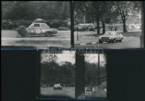 cca 1960 Autóverseny a Népligetben, 19 db vintage fotó, 6x9 cm