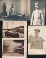 cca 1946 előtti katonai fényképek, 13 db vintage fotó, 9x12 cm és 15x10 cm között