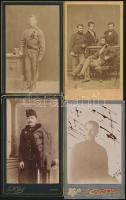 cca 1890 Vizitkártya méretű fényképek katonákról, 4 db fotó, 11x7 cm