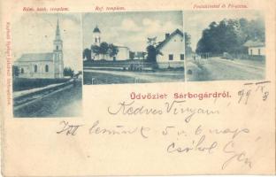 1899 Sárbogárd, Római katolikus és református templom, postahivatal, Fő utca. Kapható Spitzer Jakabnál