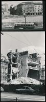 cca 1965 Budapest, a Nemzeti Színház bontása, 5 db vintage fotó + 1 db repró, 8,5x5,5 cm és 9x13 cm ...