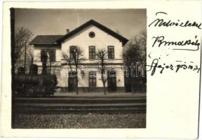 1913 Kiskorpád, vasútállomás gőzmozdonnyal / Bahnhof / railway station. photo (non PC)