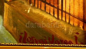 Ilosvai jelzéssel:  Utcarészlet. Olaj, farost, keretben, 29×39 cm