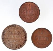 Finnország 1914. 50p Ag + 1916. 1p Cu + 1917. 1p Cu T:1- kis patina
Finland 1914. 50 Pennia Ag + 19...