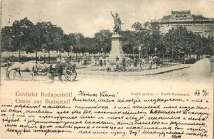 Budapest V. Petőfi szobor, lovaskocsi (r)