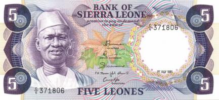 Sierra Leone 1981-85(1974-80). 50c, 1L, 2L, 5L, 10L komplett sor! T:I