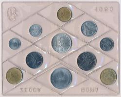 Olaszország 1980. 1L-500L (10xklf) forgalmi sor fóliatokban, tanúsítvánnyal, közte 1980R 500L Ag + &...