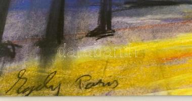 Égly jelzéssel: Fő tér. Pasztell, papír, üvegezett keretben, 36×29 cm