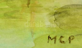 MCP jelzéssel: Pagoda. Akvarell, papír, 28×41 cm