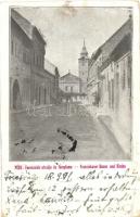 1899 Pécs, Ferenciek utcája és temploma (EK)