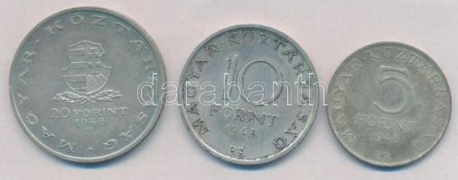1948. 5Ft Ag "Petőfi" + 10Ft Ag "Széchenyi" + 20Ft Ag "Táncsics" - &qu...