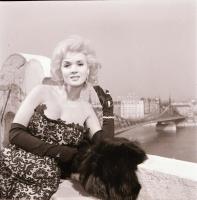 1963 Budapest, Éva Six, azaz Klein Éva (1937) színésznő, akit Hollywoodban a magyar Marilyn Monroe-ként is emlegettek, Kotnyek Antal (1921-1990) budapesti fotóriporter hagyatékából 21 db szabadon felhasználható vintage negatív, 6x6 cm