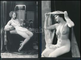 cca 1930 Demeter Károly (1892-1983) párizsi korszakából való, 4 db szolidan erotikus felvétel, vintage üveglemez negatívokról készült, későbbi nagyítások, 13x18 cm