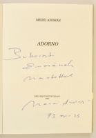 Mezei András: Adorno. Bp.,1992, Belvárosi Könyvkiadó. Kiadói kartonált papírkötés. Benne judaikai té...
