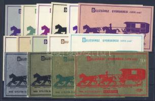 1960 Delizsánsz gyorskocsi 15db ezüst és arany nagyalakú gyufacimke