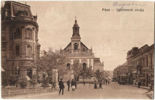 Pécs, Irgalmasok utcája, Fodor József fényképész, Pogrinecz Károly, Láng H. és fia üzletei (Rb)