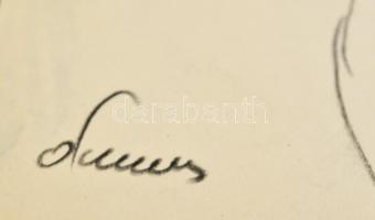 Ámos jelzéssel: Vázlat rajzok (3 db). Szén, papír, 29×20 cm