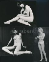 cca 1976 Elszabadult fantáziák, szolidan erotikus felvételek, 3 db vintage diapozitív (24x36 mm) + 6...