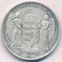 1939. 5P Ag "Horthy balra" T:1- kis patina 
Adamo P8.2