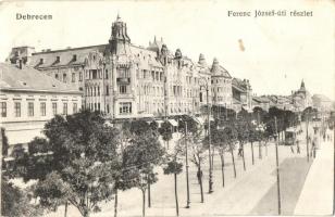 Debrecen, Ferenc József út, Kontsek Kornél üzlete, villamos