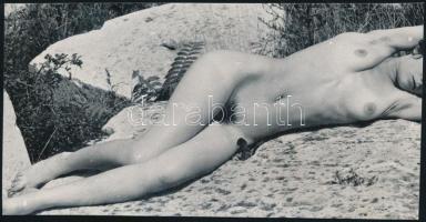 cca 1971 Fényképek egy régi dobozból, szolidan erotikus felvételek, 3 db vintage fotó, + 6 db vintag...