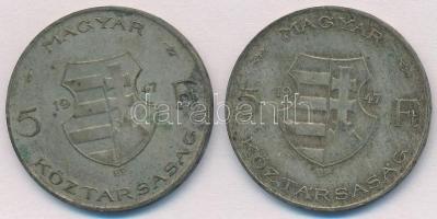 1947. 5Ft Ag "Kossuth" (2x) T:2- patina