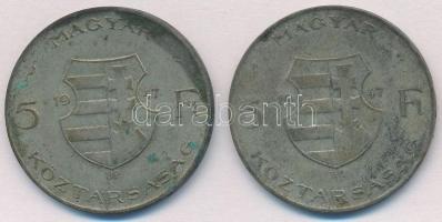 1947. 5Ft Ag "Kossuth" (2x) T:2- patina
