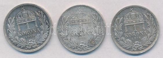 1914-1916. 1K Ag "Ferenc József" (3xklf) T:1-,2 kis ph.
Adamo K5.1