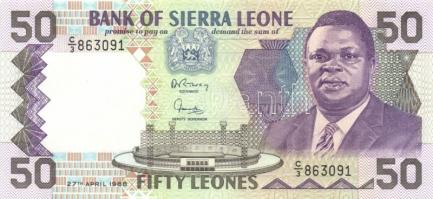 Sierra Leone 1988-91. 10L, 20L, 50L, 100L,  500L T:I