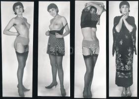 cca 1973 Gépíró leány első próbatétele, szolidan erotikus felvételek, 10 db vintage fotó, 18x6 cm
