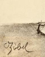 Czóbel jelzéssel: Ülő nő. Szén, papír, felcsavarva, kis szakadással, 63×51 cm