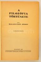 Halassy-Nagy József: A filozófia története. Bp.,1943, Pantheon. Kiadói félvászon-kötés, kopott borít...