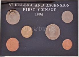 Szent Ilona és Ascension 1984. 1p-1P (6xklf) forgalmi sor dísztokban T:PP Saint Helena and Ascension 1984. 1 Penny - 1 Pound (6xdiff) coin set in display case C:PP