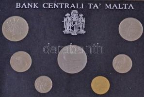 Málta 1986. 1c - 1L (7xklf) forgalmi sor műanyag tokban T:PP Malta 1986. 1 Cent - 1 Lira (7xdiff) coin set in plastic case C:PP