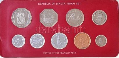 Málta 1977. 2m - 50c (9xklf) forgalmi sor dísztokban T:PP Malta 1977. 2 Mills - 50 Cents (9xdiff) coin set in display case C:PP