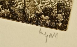 Olvashatatlan jelzéssel: Veszprém és Sopron. Rézkarc, papír, 7×10,5 és 9,5×9,5 cm