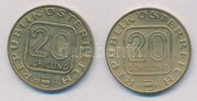 Ausztria 1994. 20Sch Cu-Ni-Al "A Bécsi Pénzverde 850. évfordulója " + 1995. 20Sch Cu-Ni-Al...