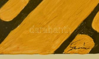 Szász jelzéssel: Agyfürkész. Vegyes technika, papír, üvegezett keretben, 17×10  cm