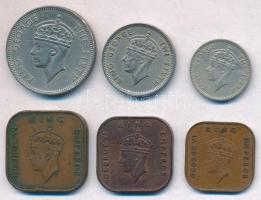 Malaya / Brit gyarmat 1940-1950. 1/2c-20c (6xklf) T:1-,2 Malaya / British colony 1940-1950. 1/2 Cent - 20 Cents (6xdiff) C:AU,XF