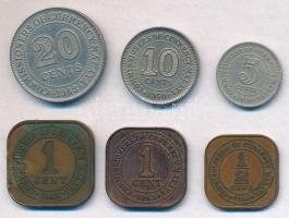 Malaya / Brit gyarmat 1940-1950. 1/2c-20c (6xklf) T:1-,2
Malaya / British colony 1940-1950. 1/2 Cen...