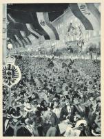 cca 1910 Tömeg a kivilágított Andrássy úton. Litográfia, papír, 33×24 cm