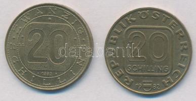 Ausztria 1980. 20Sch Cu-Ni-Al "Ausztria kilenc tartományát jelképező alakok" + 1982. 20Sch...