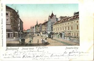 Budapest VIII. József körút, Rigler papír kereskedés reklám, villamos