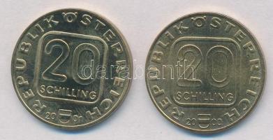 Ausztria 2000. 20Sch Cu-Ni-Al "Az első osztrák bélyeg 150. évfordulója" + 2001. 20Sch Cu-N...