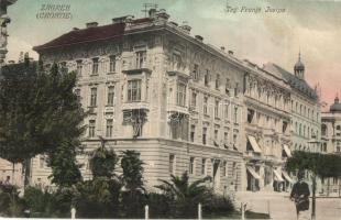 1906 Zagreb, Zágráb, Agram; Trg Franje Josipa / square with postman