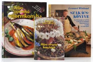 3 db szakácskönyv: 20 ország konyhája, Lennhart Winlund szakácskönyve. Az első magyar nyelvű svéd gasztronómia, hagyományos északi receptekkel, Teljes tápértékű reformkonyha