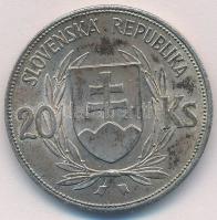 Szlovákia 1939. 20K Ag "Tiso" T:2 patina 
Slovakia 1939. 20 Korun Ag "Tiso" C:X...